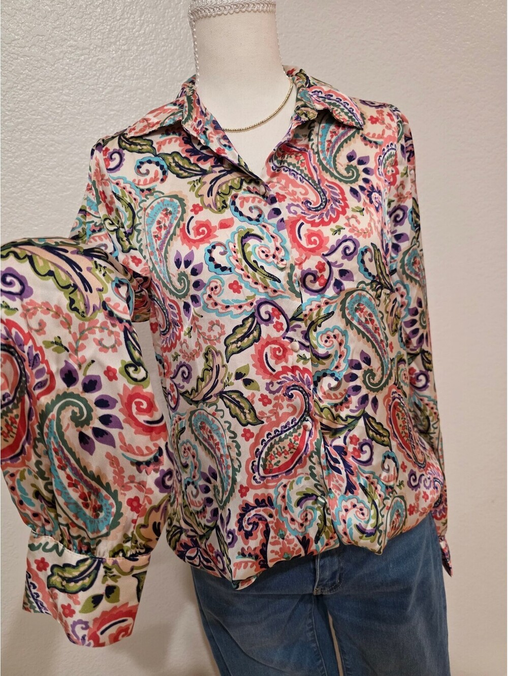 HAVER London Women's Paisley Print Button-Up Blouse S/P